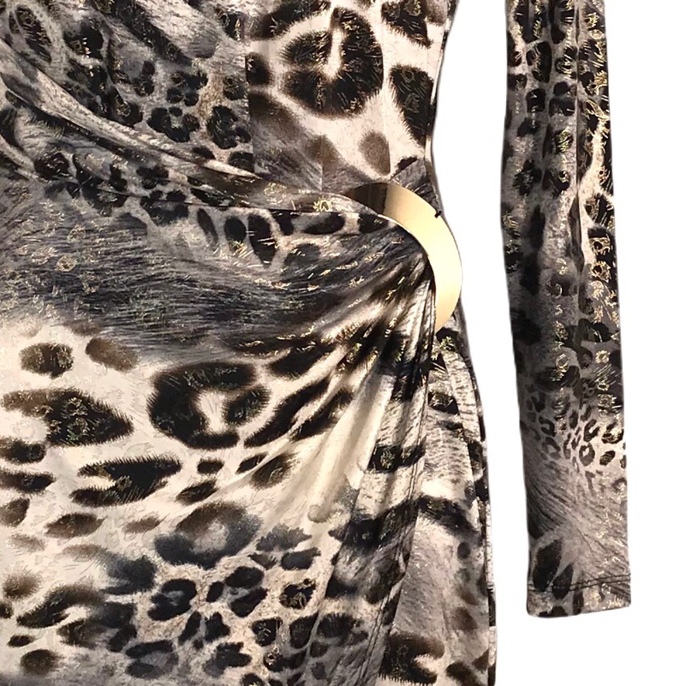 Cache Leopard Metallic Ruched Dress - Picture 10 of 11